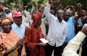 Rokia Sanogo and Oumar Mariko at MP22 rally in Bamako
