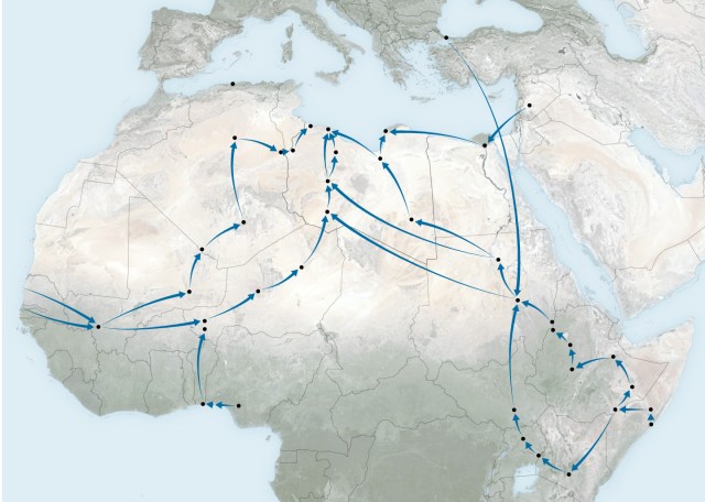 Migration routes through northern Africa (source: NY Times)